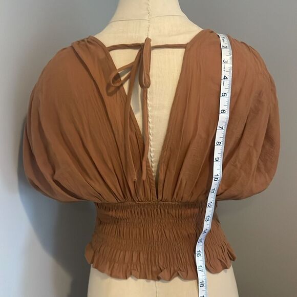 NWOT Lush Twany Peasant Short Sleeve Shirt Blouse Bohemian Size S - Picture 6 of 9